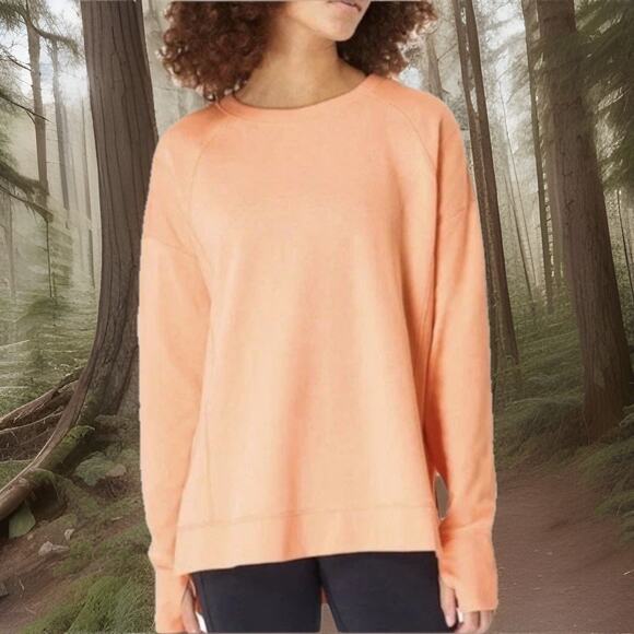 Sweaty Betty Tops - Sweaty Betty Crop Sweatshirt ORANGE Sz L/12 Coral Cotton Soft Cozy Active Gym